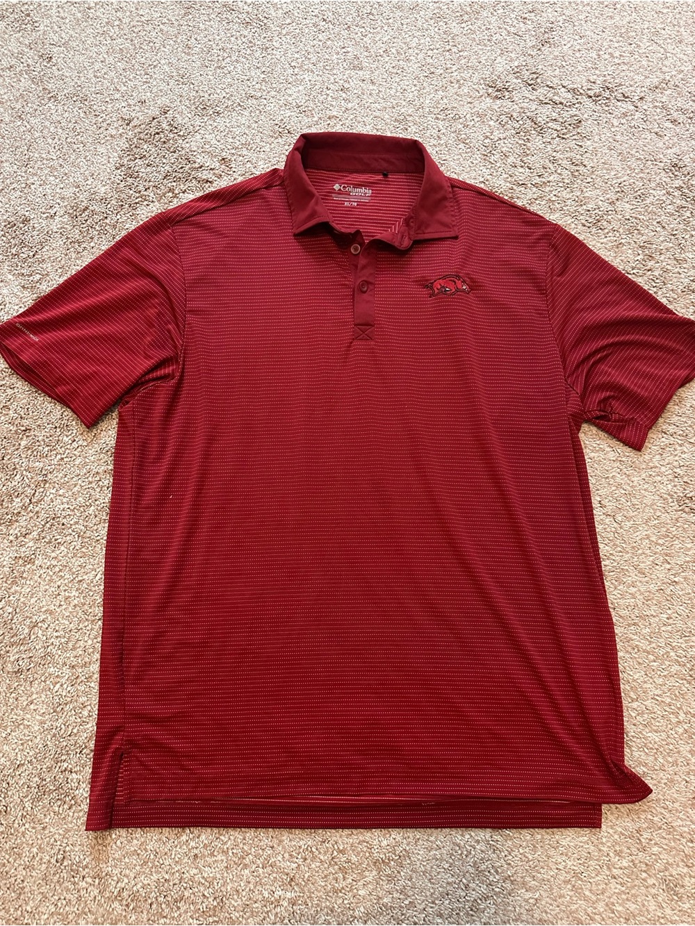 Columbia Golf Arkansas Razorbacks Performance Polo Shirt Men’s XL Red Striped